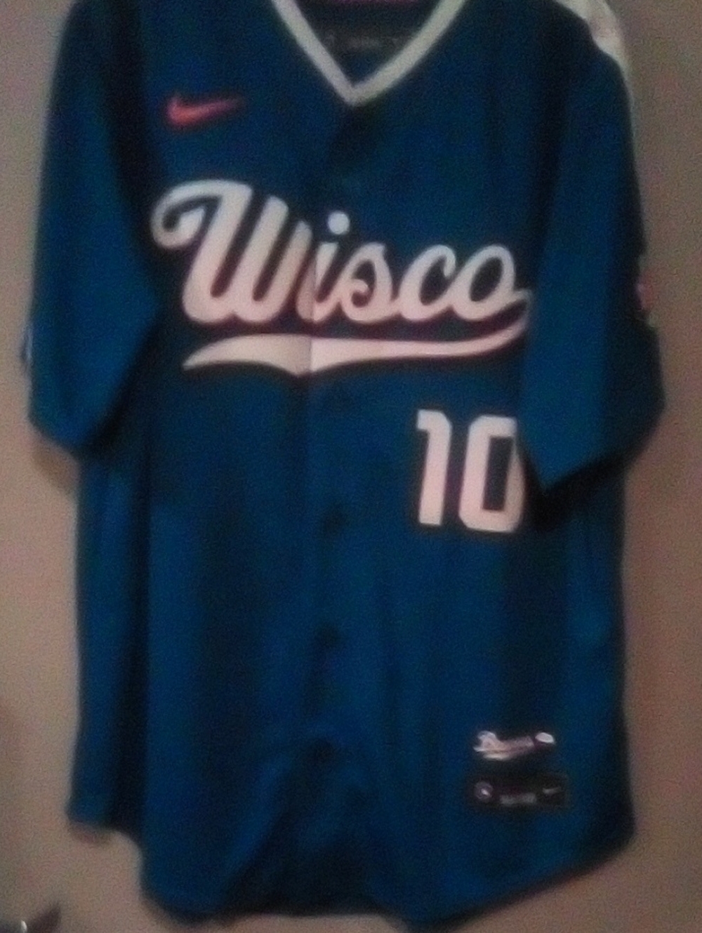 Nike Net Brewers Teal Baseball Jersey with White Script and Number 10